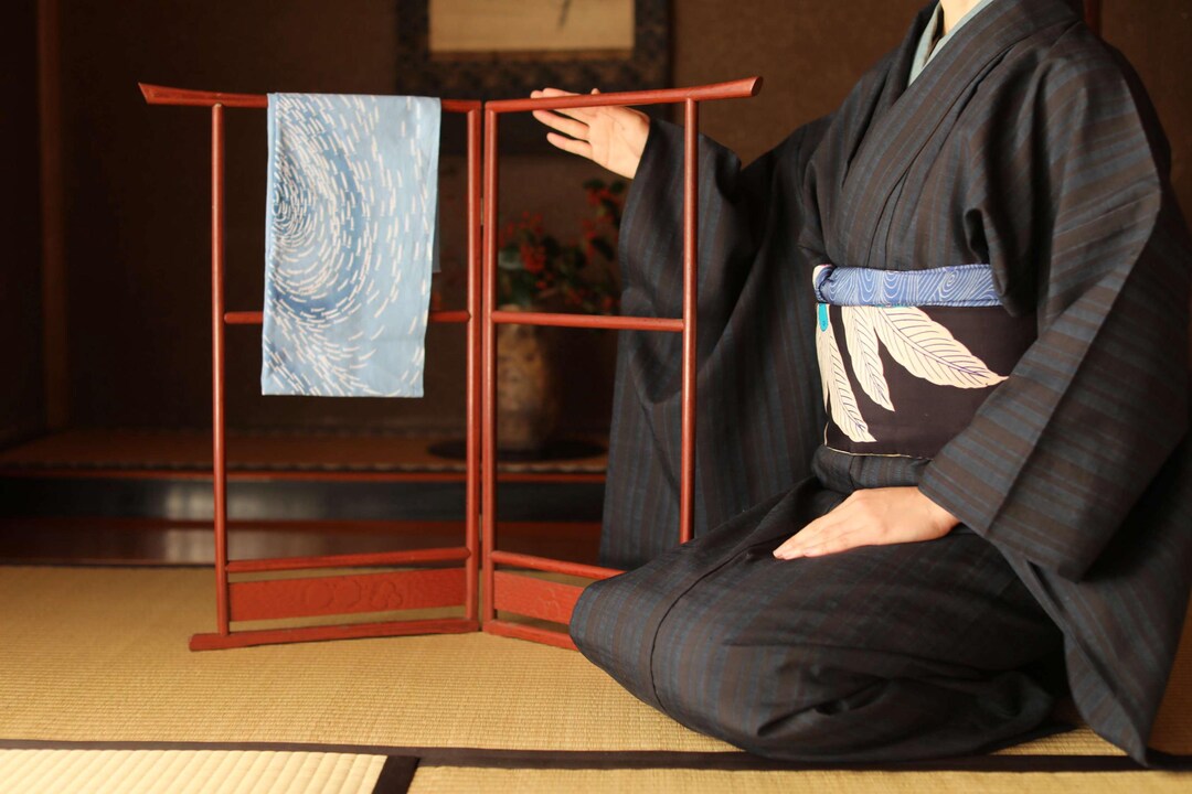 Vintage Japanese Wood Kimono Display Rack, Vermilion Tenugui Hanger - Etsy