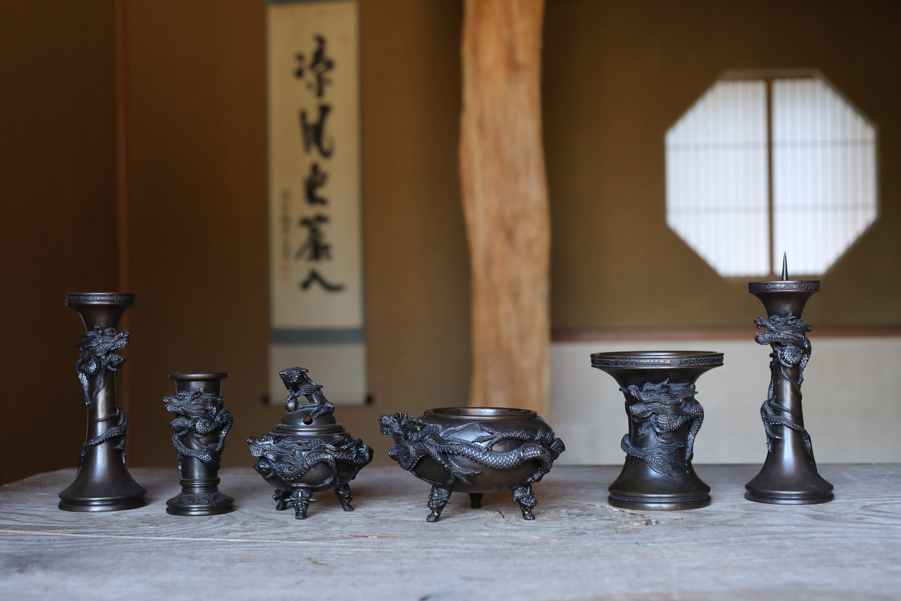 アンティーク 日本製 青銅製 龍燭台 ペア 明治/大正時代 - Etsy 日本