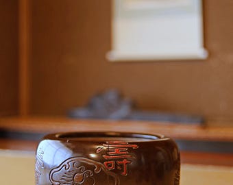 アンティークな日本の火鉢セット、漢字彫刻のケトルスタンド - Etsy 日本