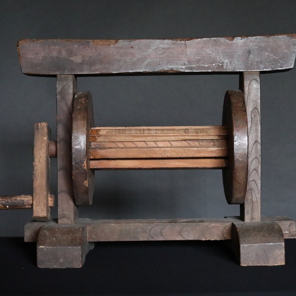 Japanese antique wheel bobbin wooden silk bobbin system ITOMAKI Spool Winder 1880s Manual Machines craft MINGEI W23.2in/W59cm