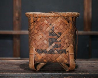 Bamboo Basket- Antique Japanese Backpack, Farmer's Kago