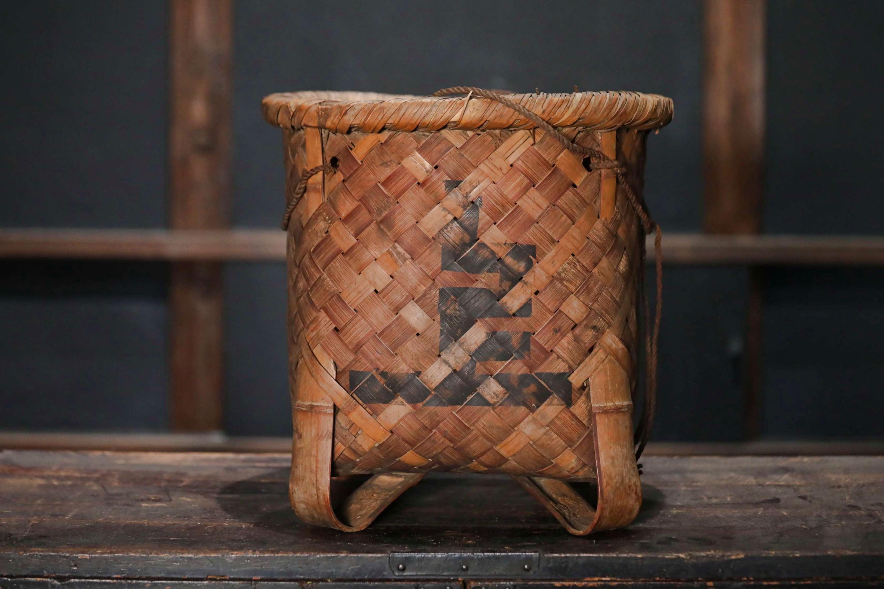 Bamboo Basket- Antique Japanese Backpack, Farmer's Kago