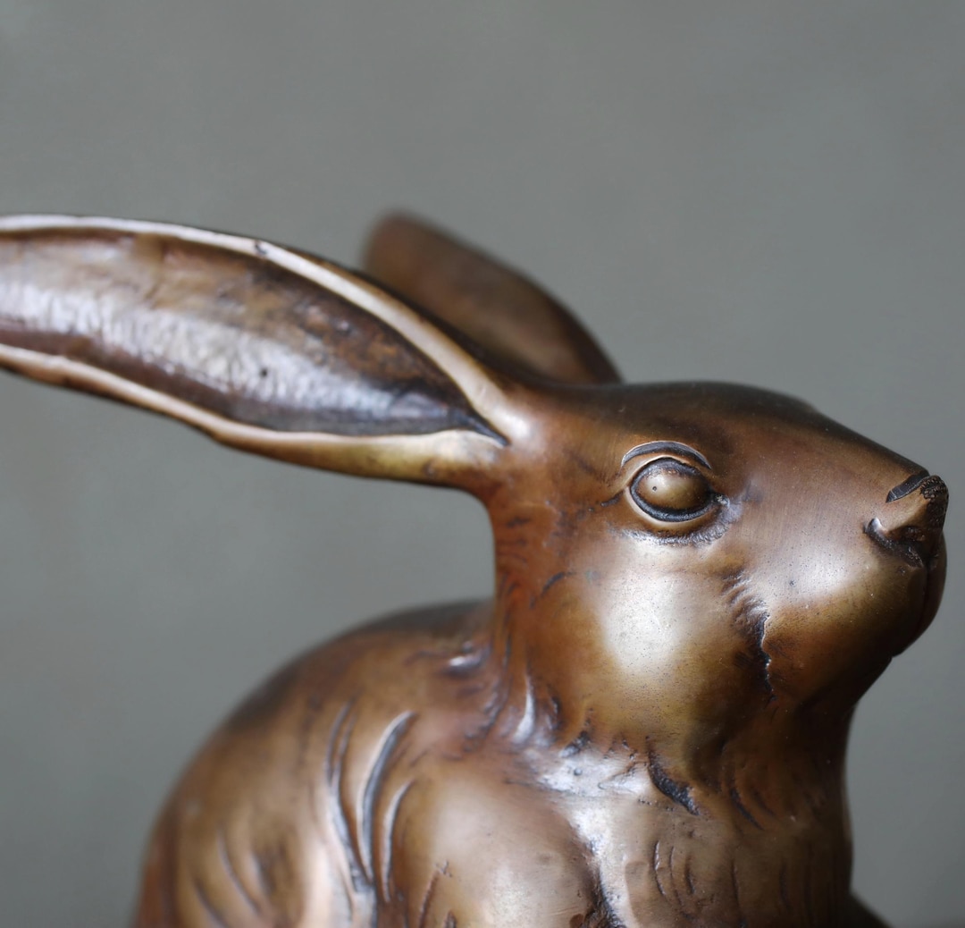 Vintage Bronze Rabbit Statue, 1950s Japanese Metal Animal Decor - Etsy