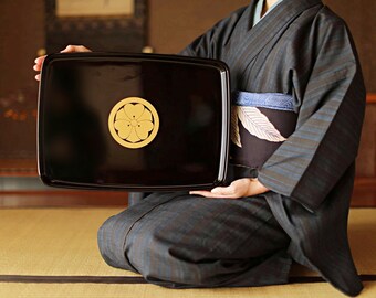 漆漆-アンティーク和盆：赤、螺鈿鳳凰、木製（12.6インチ） - Etsy 日本