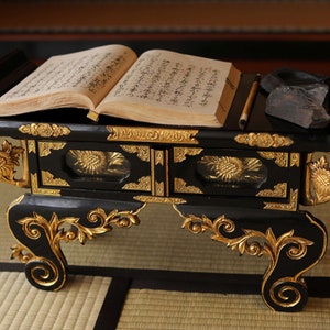 Japanese Vintage Lacquer Pedestal, Buddhist Table Temple