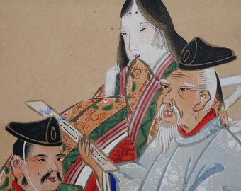掛軸　風景画　サイン入り　押印入り　作者不明　日本画　お月見　26.5.21-1 掛け軸 - ヴィンテージ 日本の墨絵 風景画 山の景色 掛軸 サイン入り