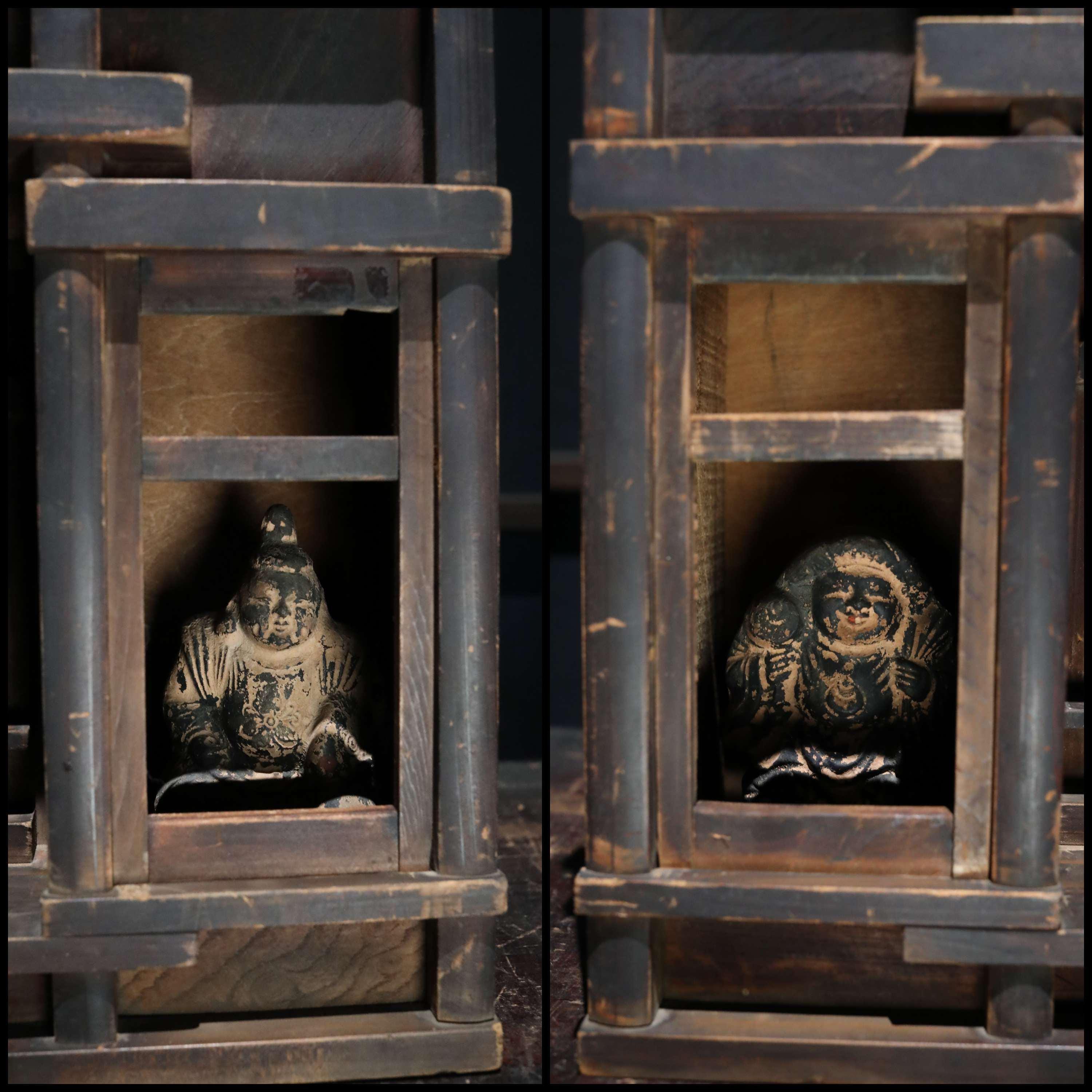 Shinto- Antique Japanese Zushi Cabinet Kamidana, Gods Dolls Shrine