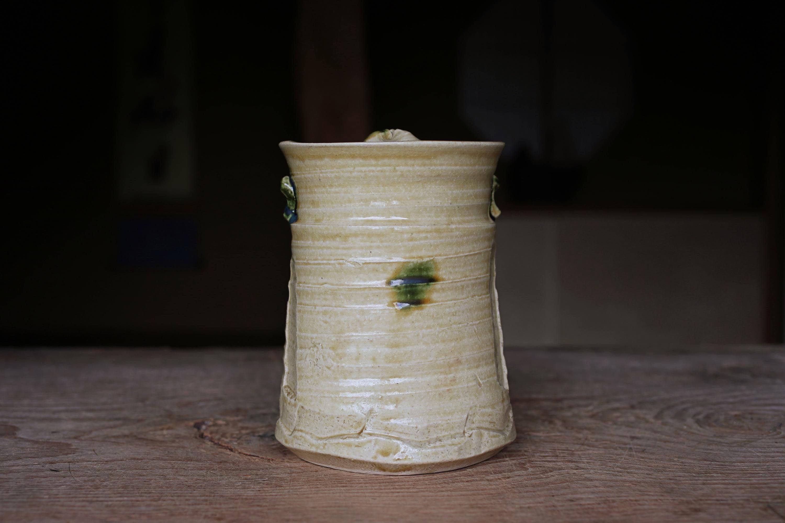 銘入り蓋付き黄瀬戸水指壺（ヴィンテージ） - Etsy 日本