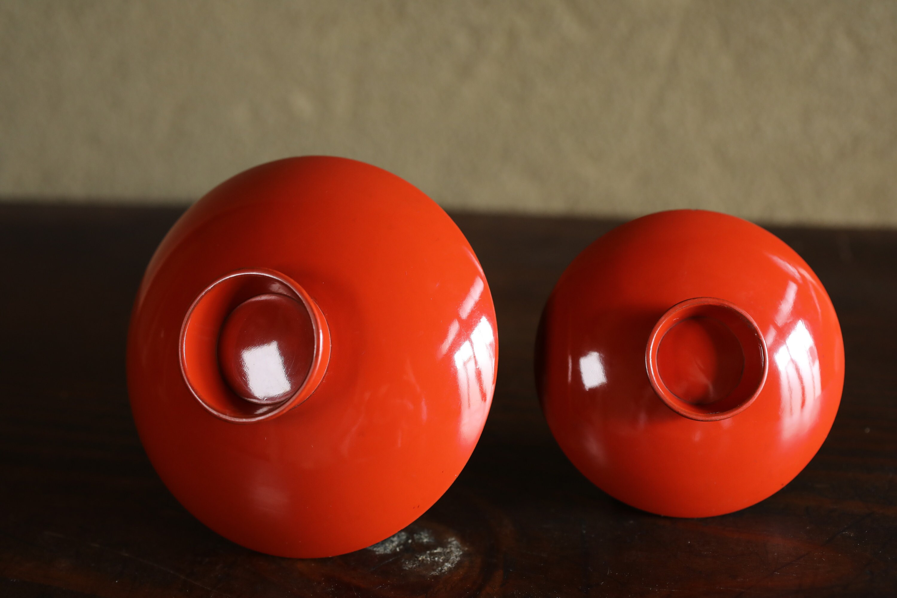 Lacquer Urushi- Antique Japanese Sake Cups, Mt. Fuji Gold Makie