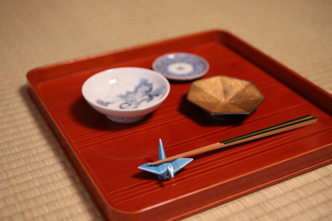 Lacquer Urushi- Vintage Japanese Tray Set: Shunkei Obon Tea