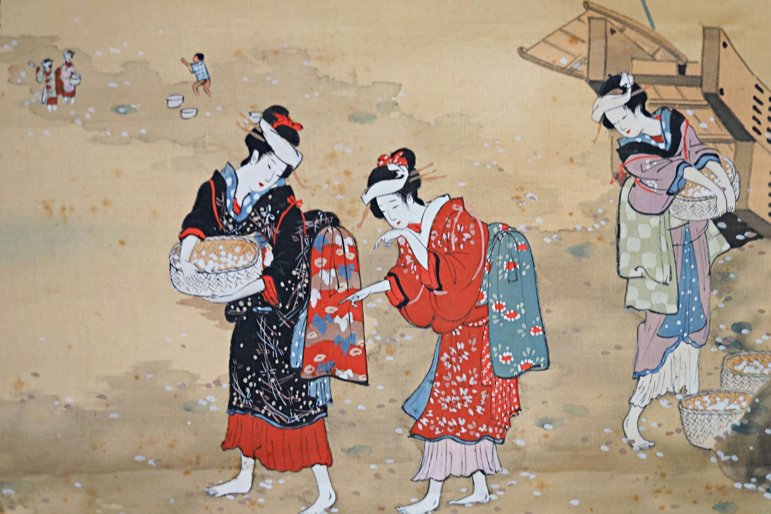 明治時代の掛け軸 掛け軸 - 日本のアンティーク、母と子、明治時代の掛軸 - Etsy 日本
