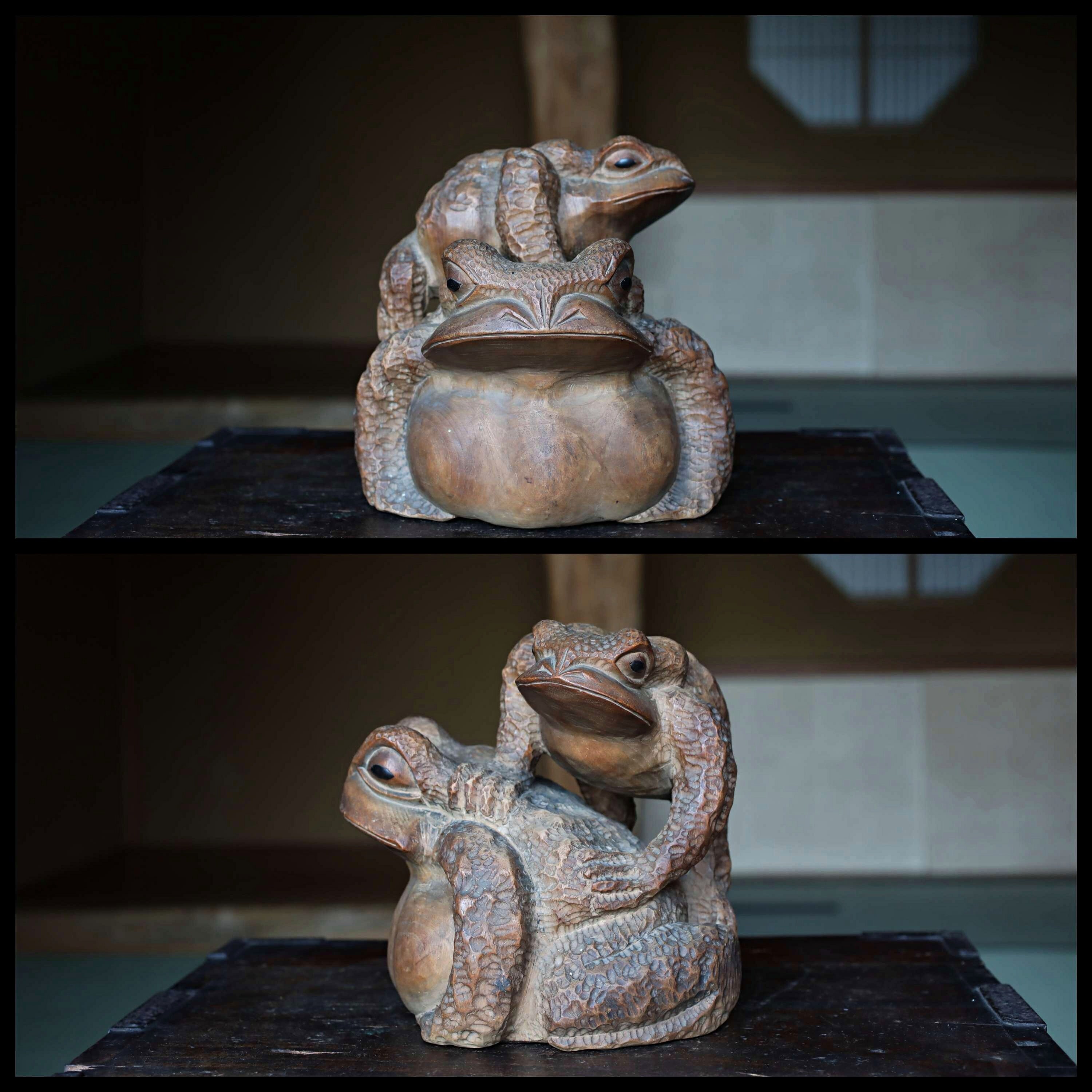 木彫りのカエルの彫刻、動物人形、1960年代 - Etsy 日本
