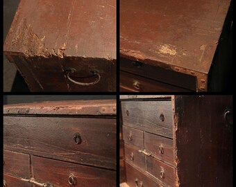 アンティーク箪笥：7段引き出し付き木製キャビネット、江戸時代 - Etsy
