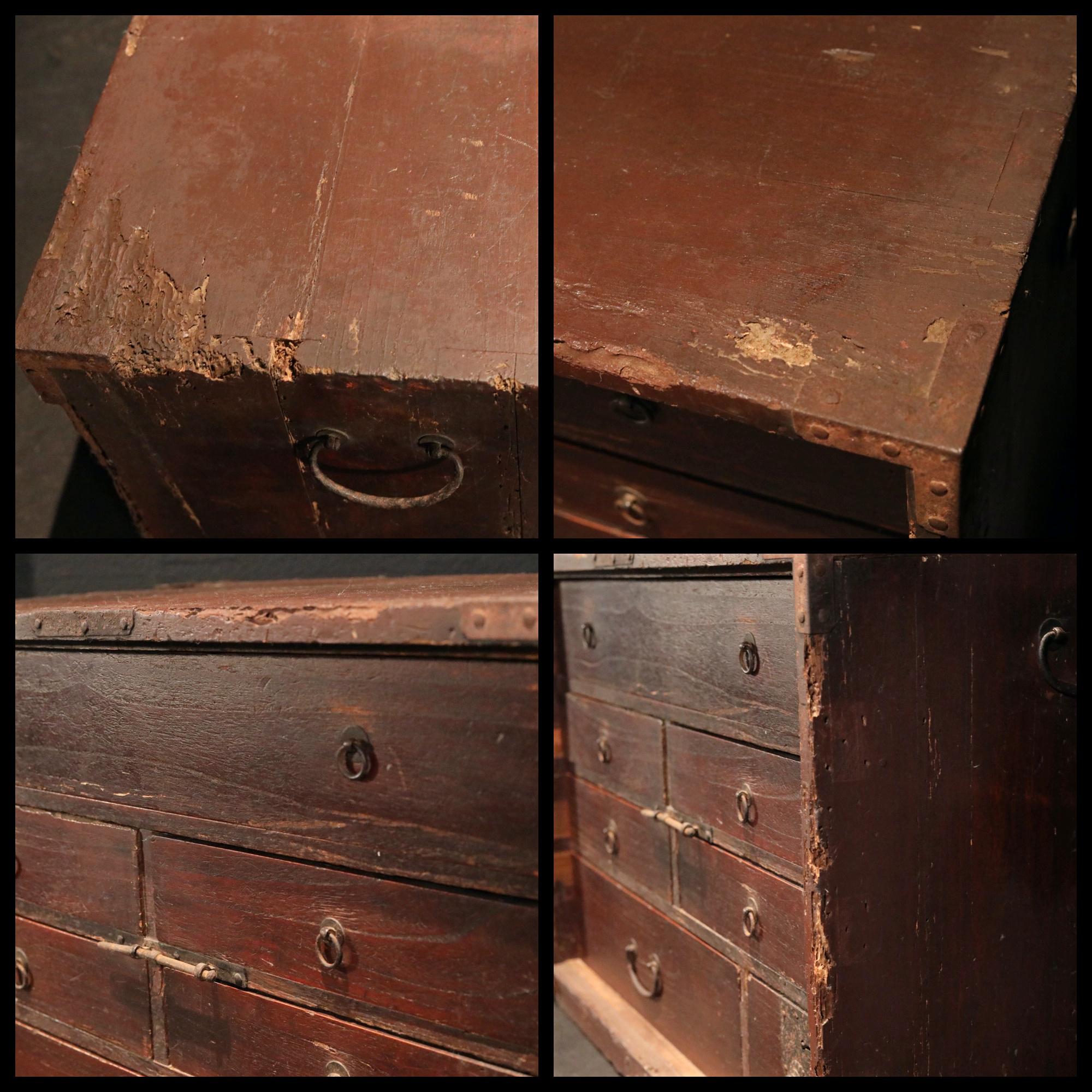 アンティーク箪笥：7段引き出し付き木製キャビネット、江戸時代 - Etsy