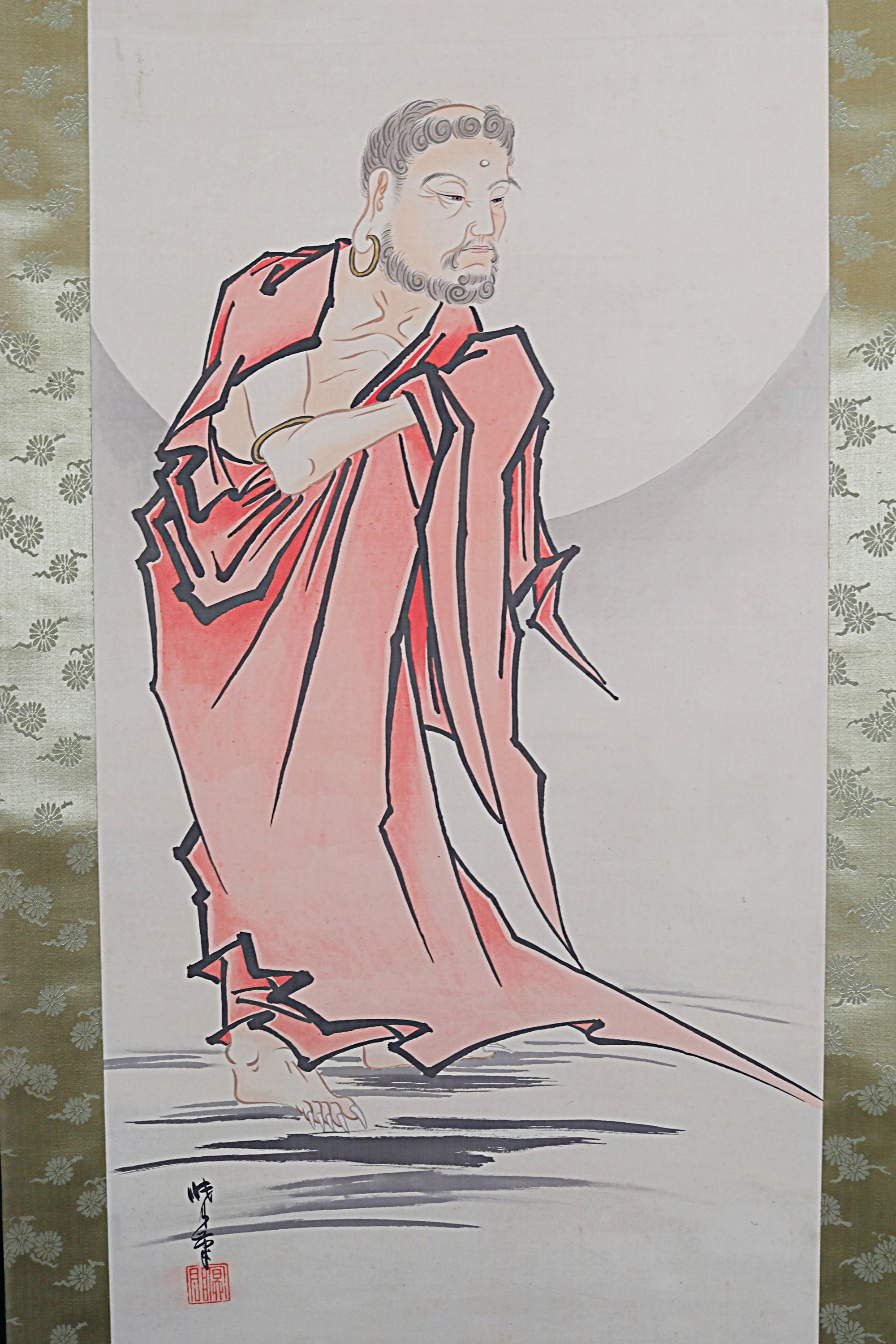 真作/越渓/因孝休覚和尚/達磨画賛/人物図/禅画/掛軸☆宝船☆AK-838 掛軸画 - 日本の禅仏教だるま掛け軸、永井暁月銘、箱付き - Etsy 日本