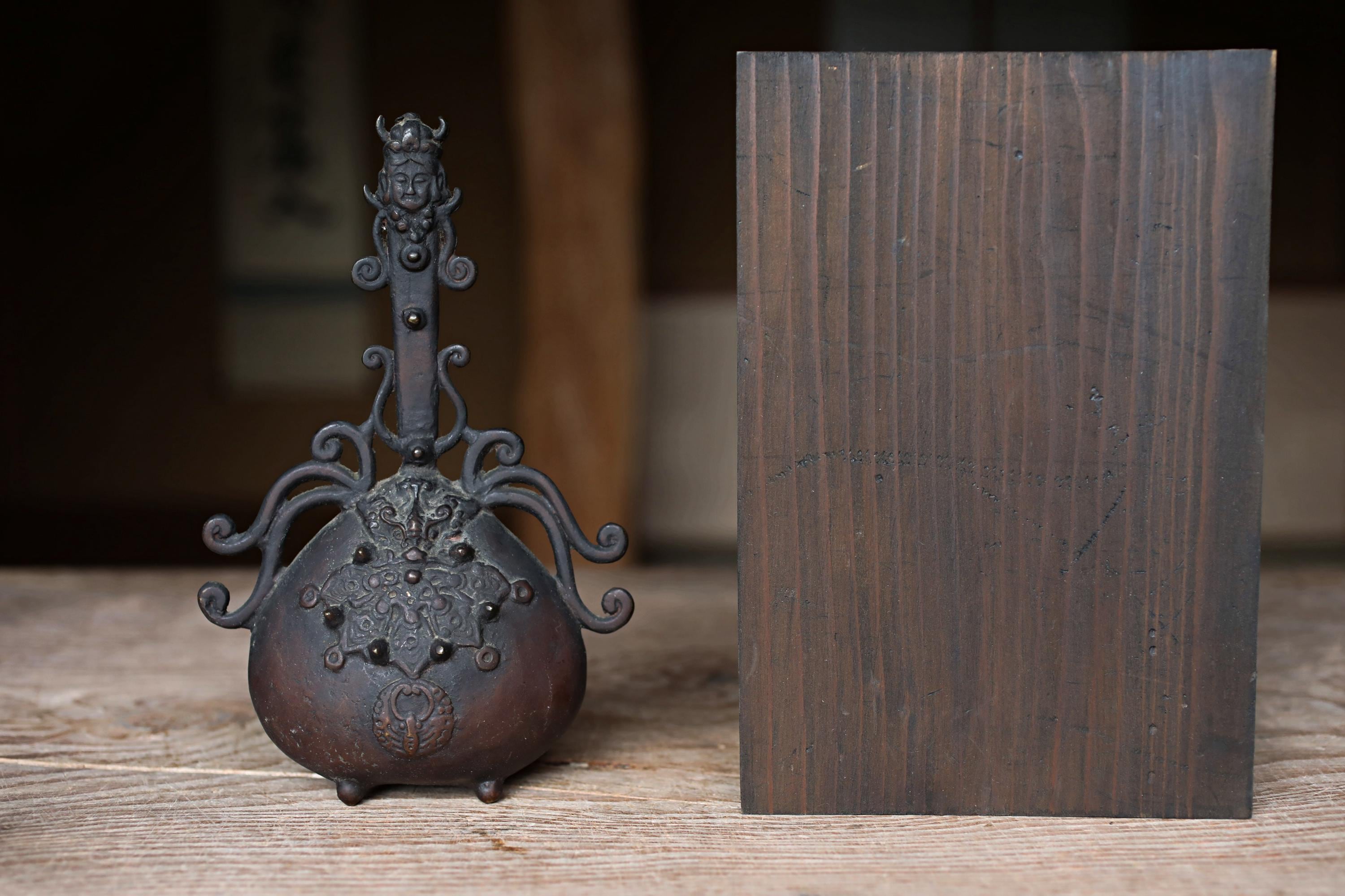 鐘 - アンティーク 日本製 青銅製 仏像 魔術師デザイン 茶道用 1800