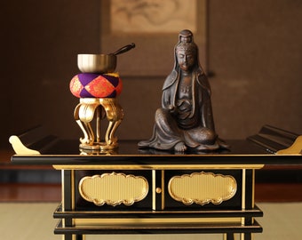 Japanese Vintage Lacquer Pedestal, Buddhist Table Temple