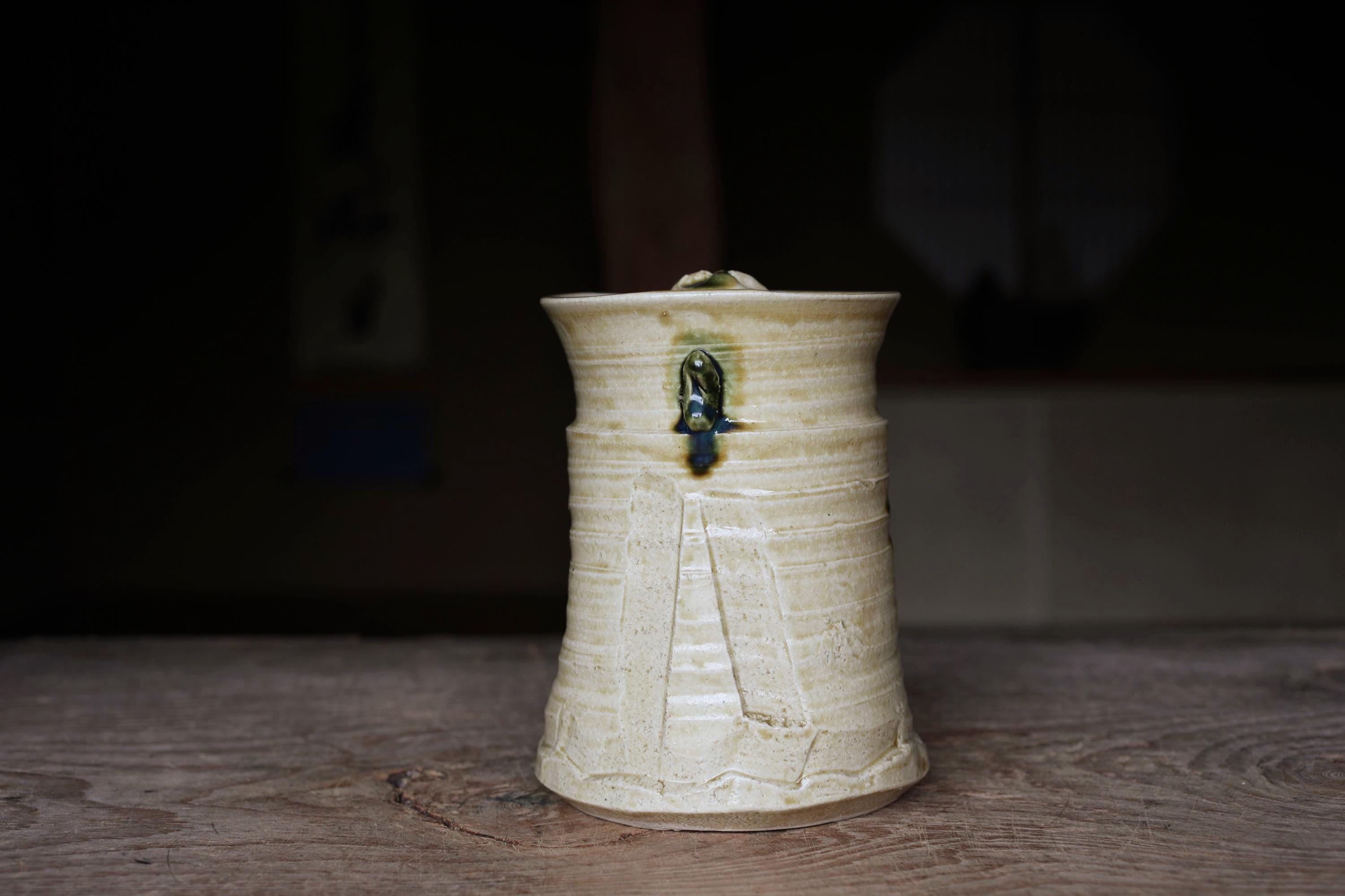 銘入り蓋付き黄瀬戸水指壺（ヴィンテージ） - Etsy 日本