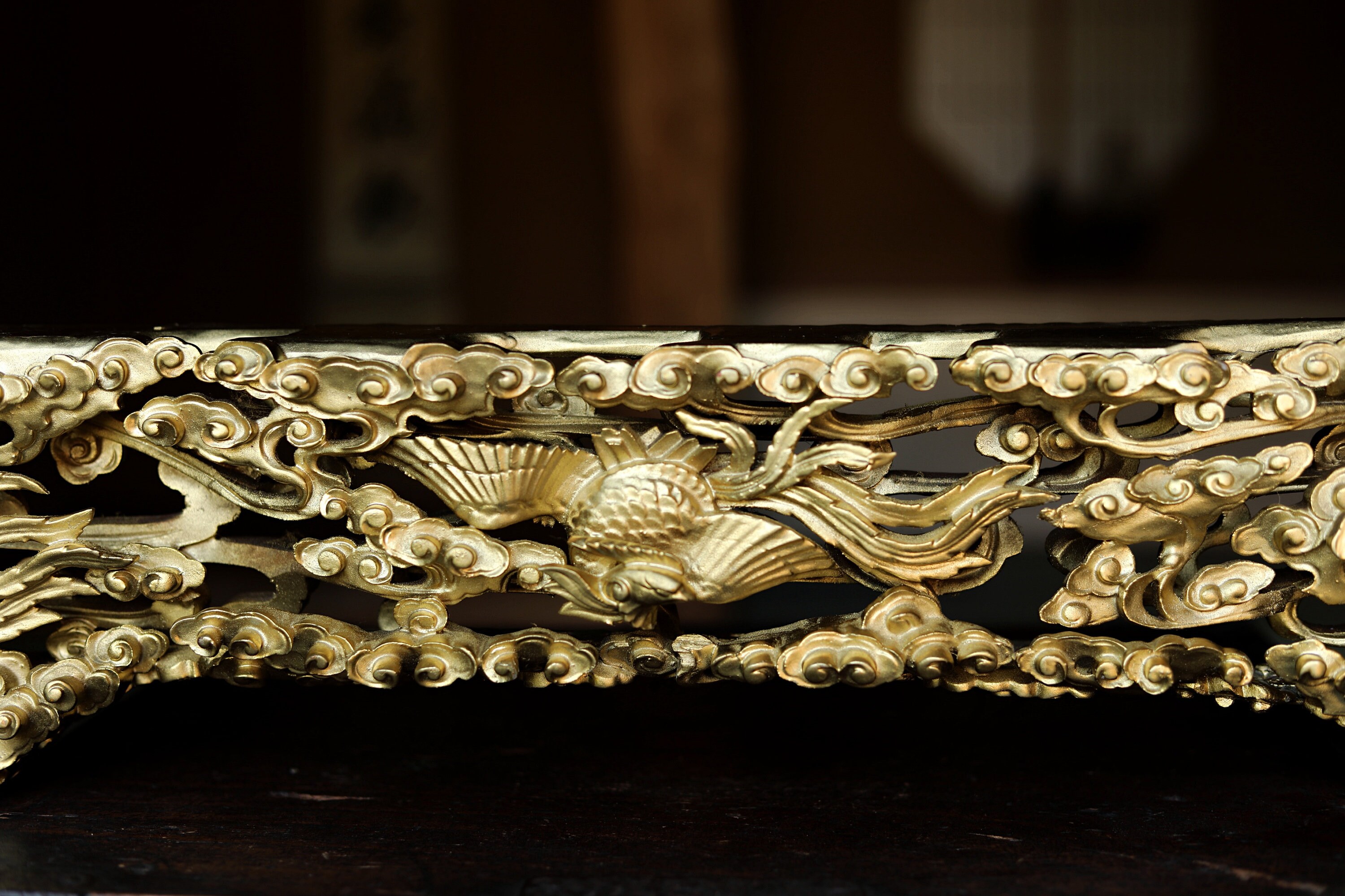 Japanese Vintage Art Sculpture Handmade Wood Carving Gold Japanese Vintage Art Sculpture Handmade Wood Carving Gold