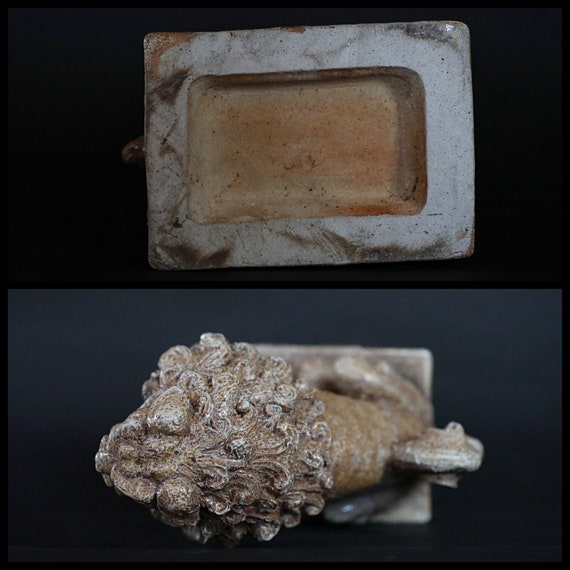 Shishi- Vintage Ceramic Komainu Lion Statue - Japanese Guardian