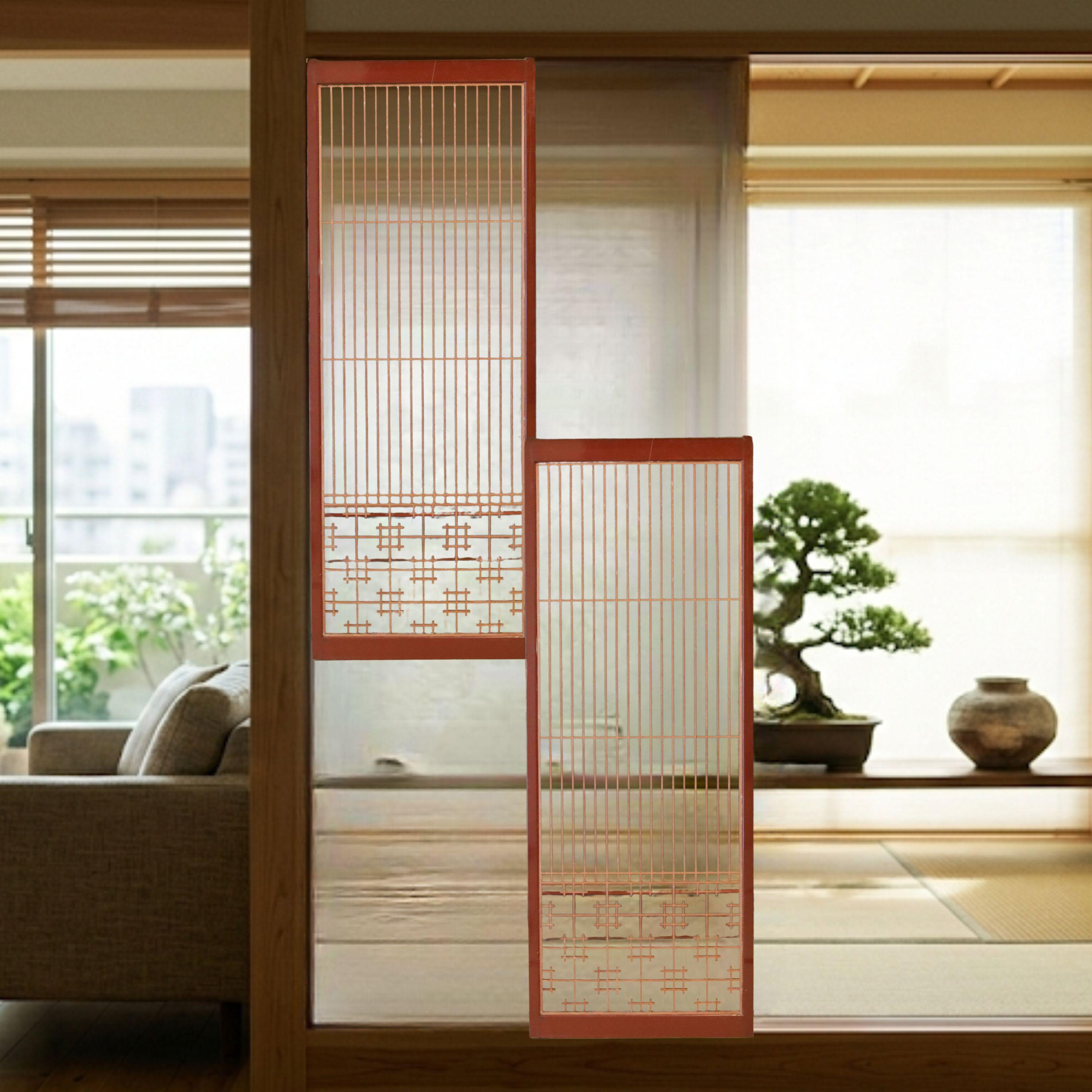 組子障子 - アンティーク和風スクリーン、建築用木製フレーム、家具