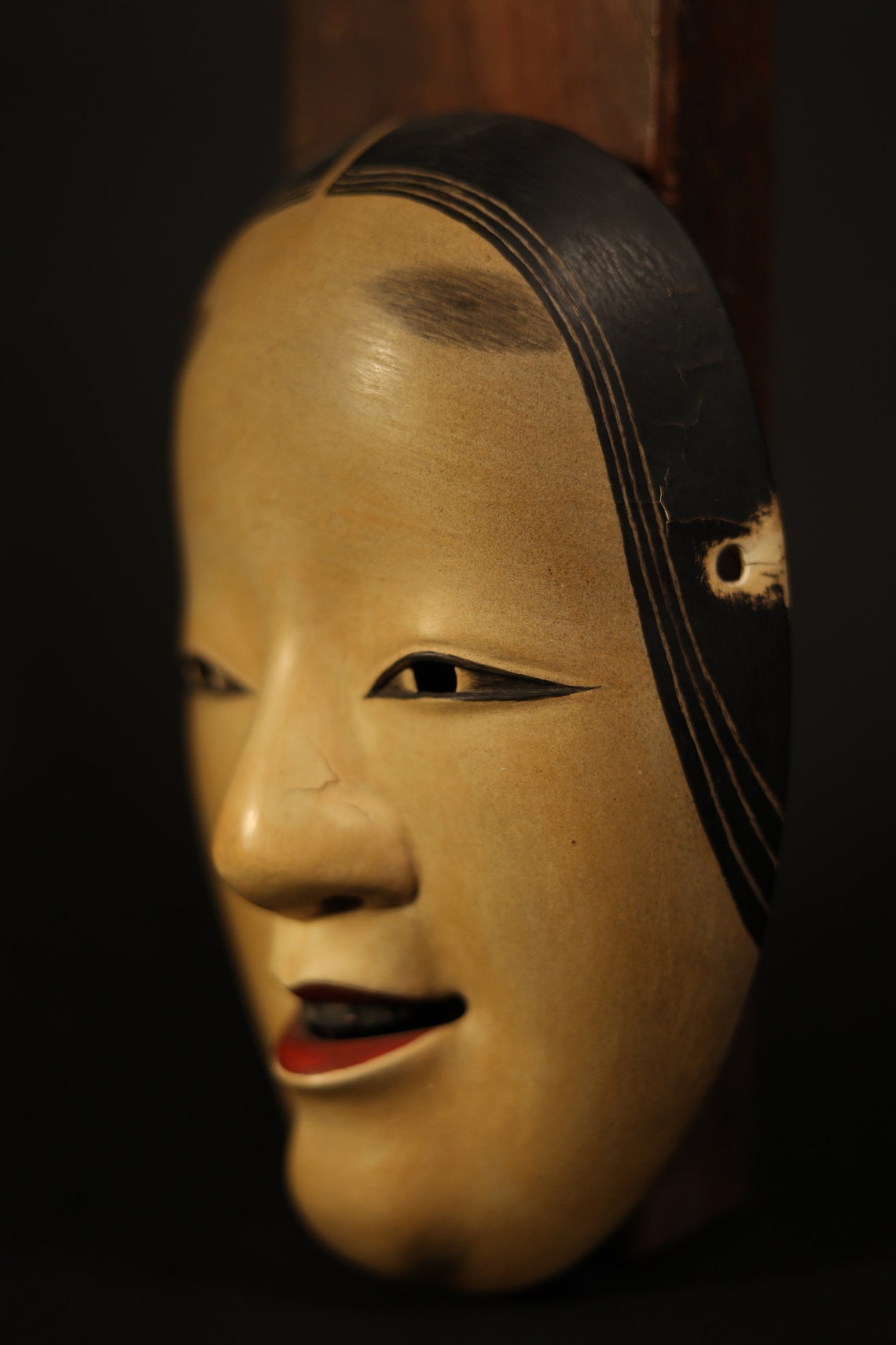 Japanese antique Noh mask wood carving Very old KOOMOTE Etsy