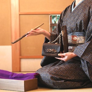 Pipa antigua japonesa Kiseru Edo: plata, latón, caja de dragón