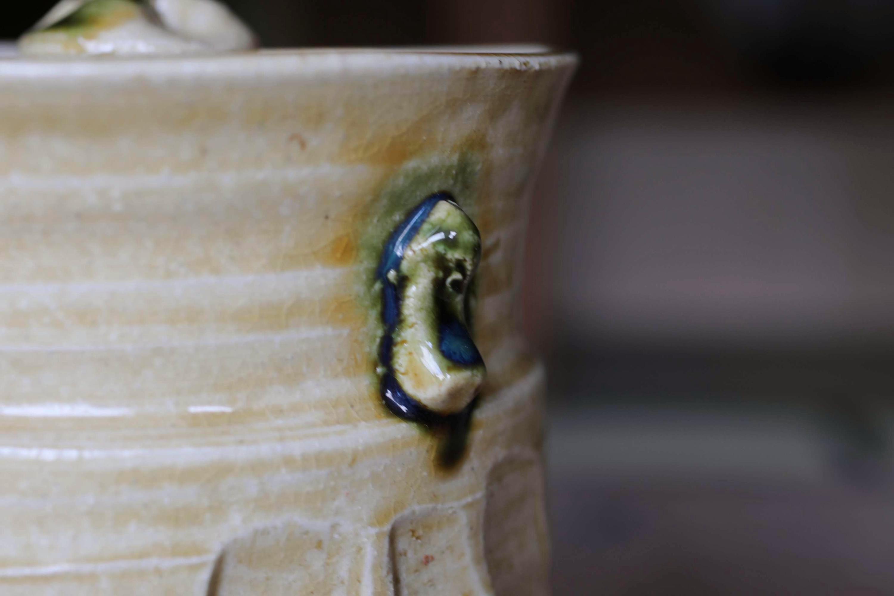 銘入り蓋付き黄瀬戸水指壺（ヴィンテージ） - Etsy 日本