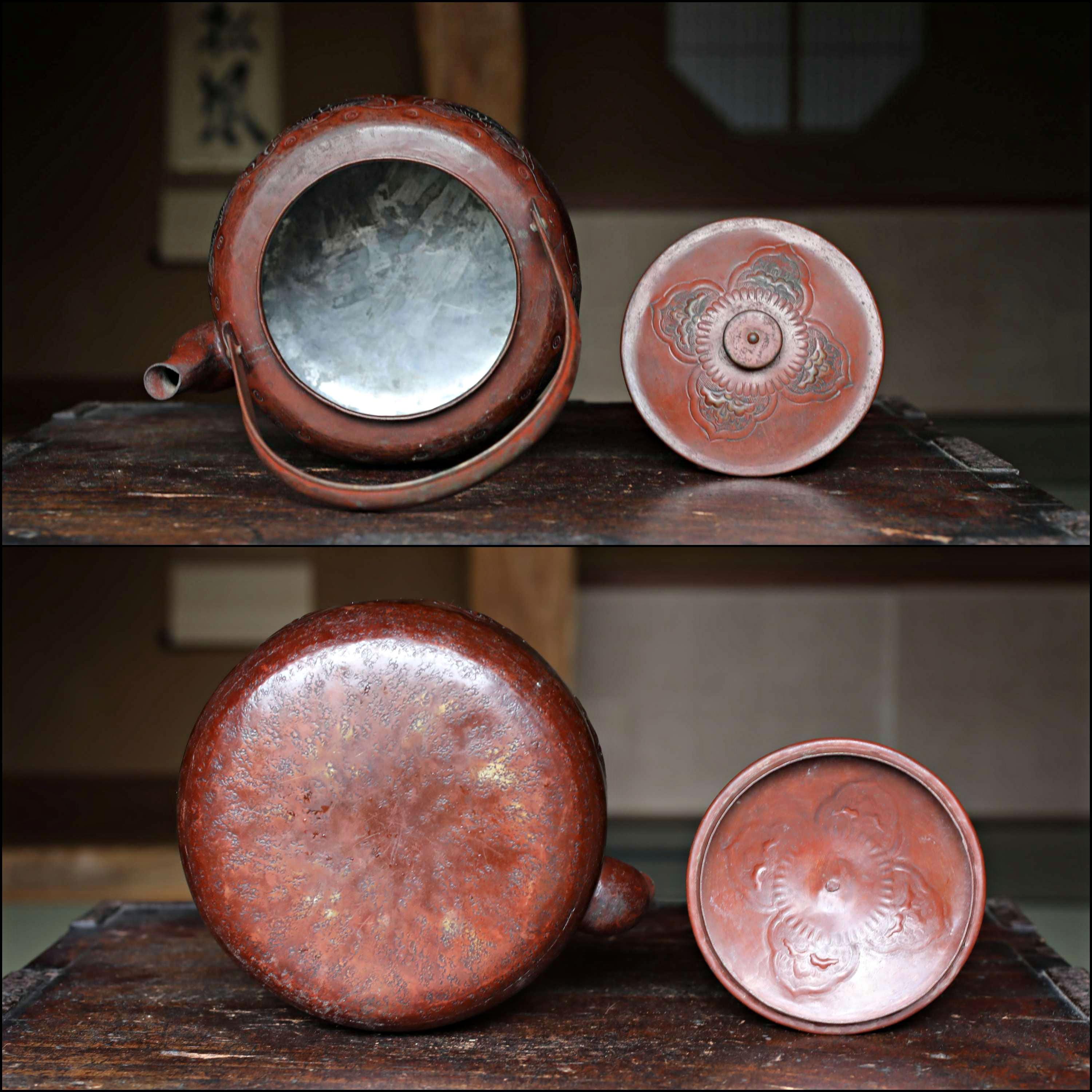 アンティーク日本製銅製ケトル、手作り茶器、1930年代（高さ22.5cm