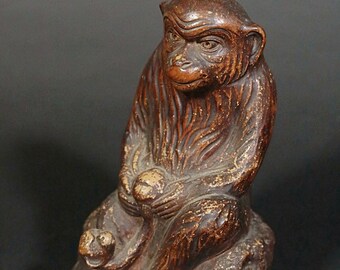 備前焼 猿の骨董置物、漢字銘入り陶像、1930年代 - Etsy 日本