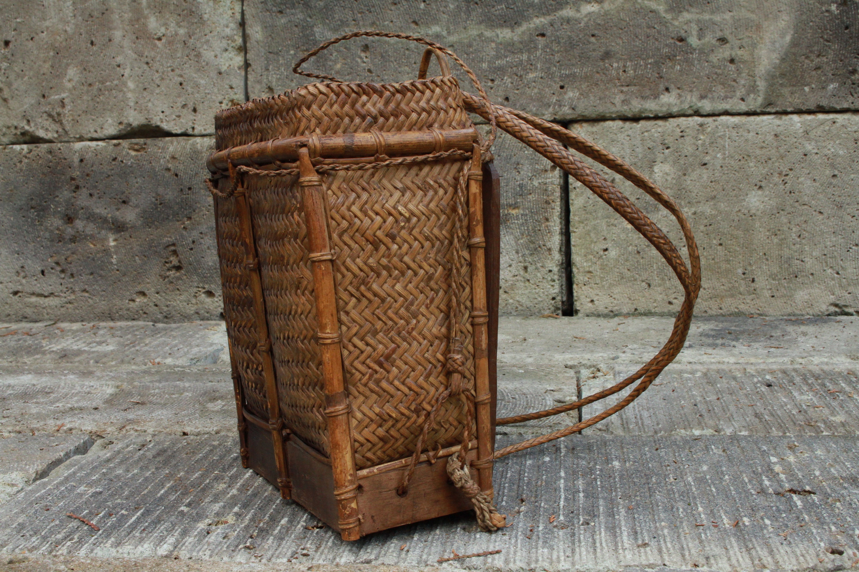 Japanese farmer's old bamboo backpack H13.8 in x W9.8in x Etsy