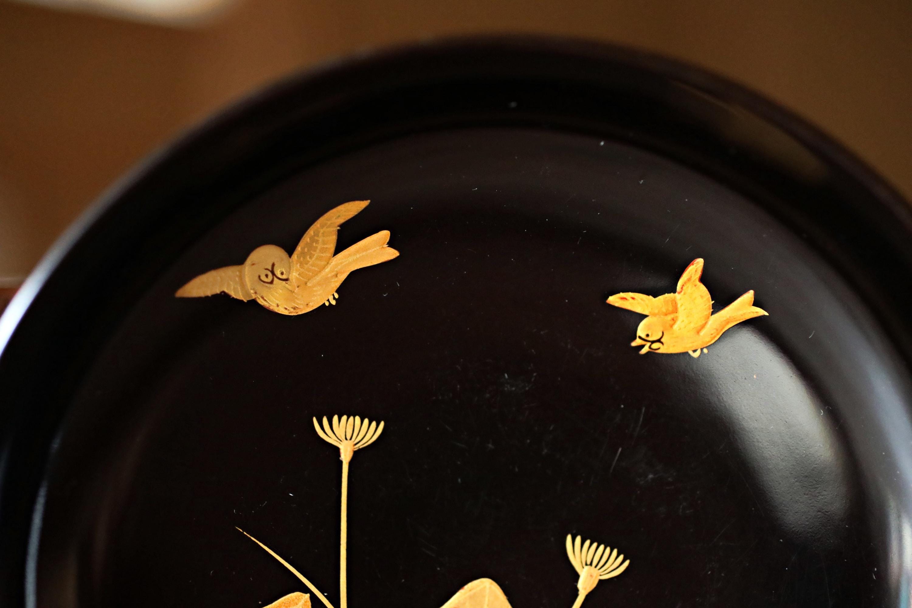 アンティーク漆塗り椀、蒔絵金雀花、5個セット - Etsy 日本