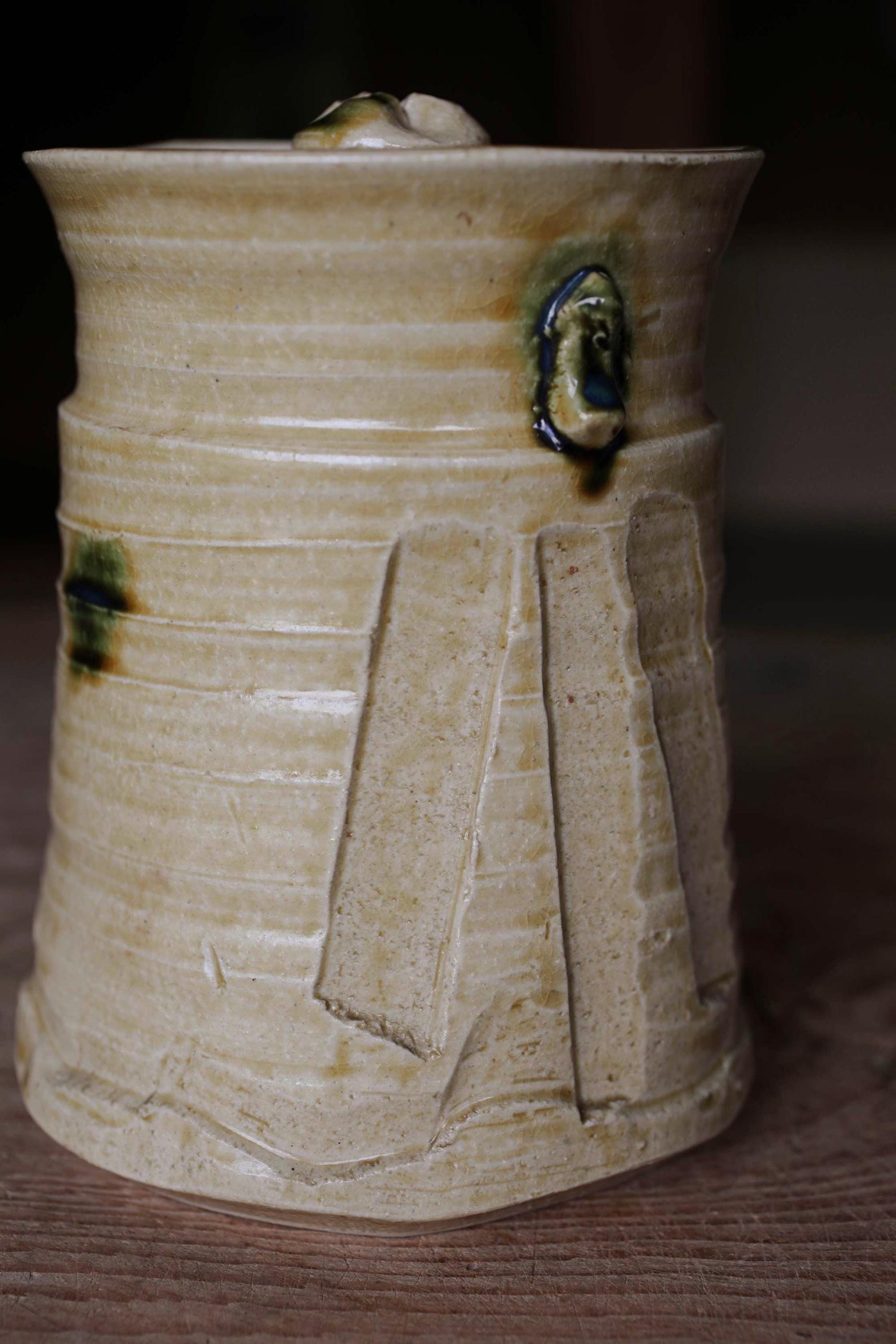 銘入り蓋付き黄瀬戸水指壺（ヴィンテージ） - Etsy 日本