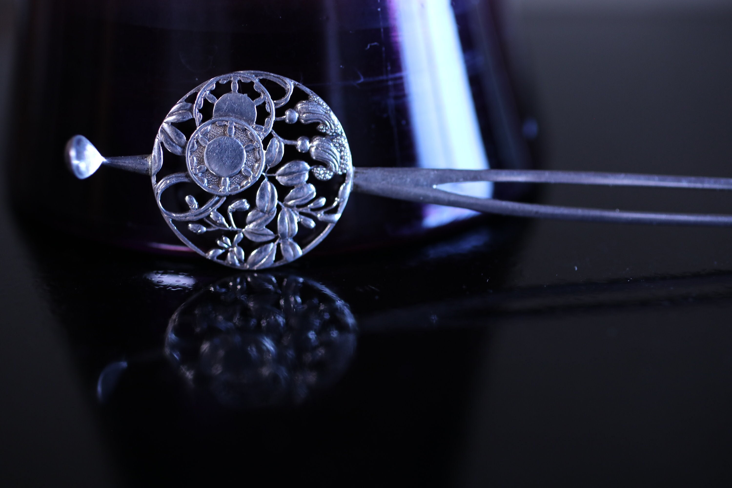 アンティーク錫製かんざし、花透かし模様の着物アクセサリー - Etsy 日本