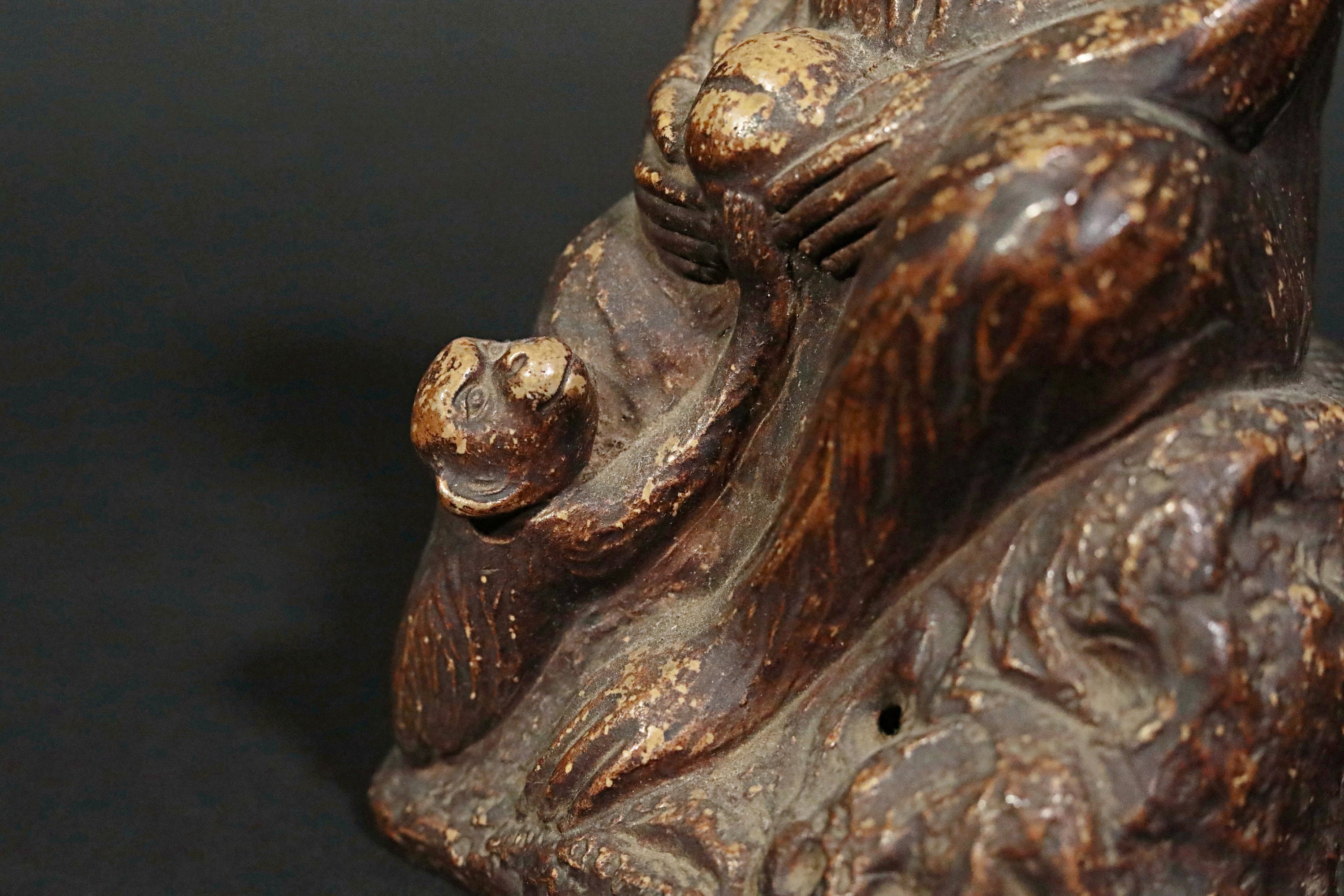 備前焼 猿の骨董置物、漢字銘入り陶像、1930年代 - Etsy 日本