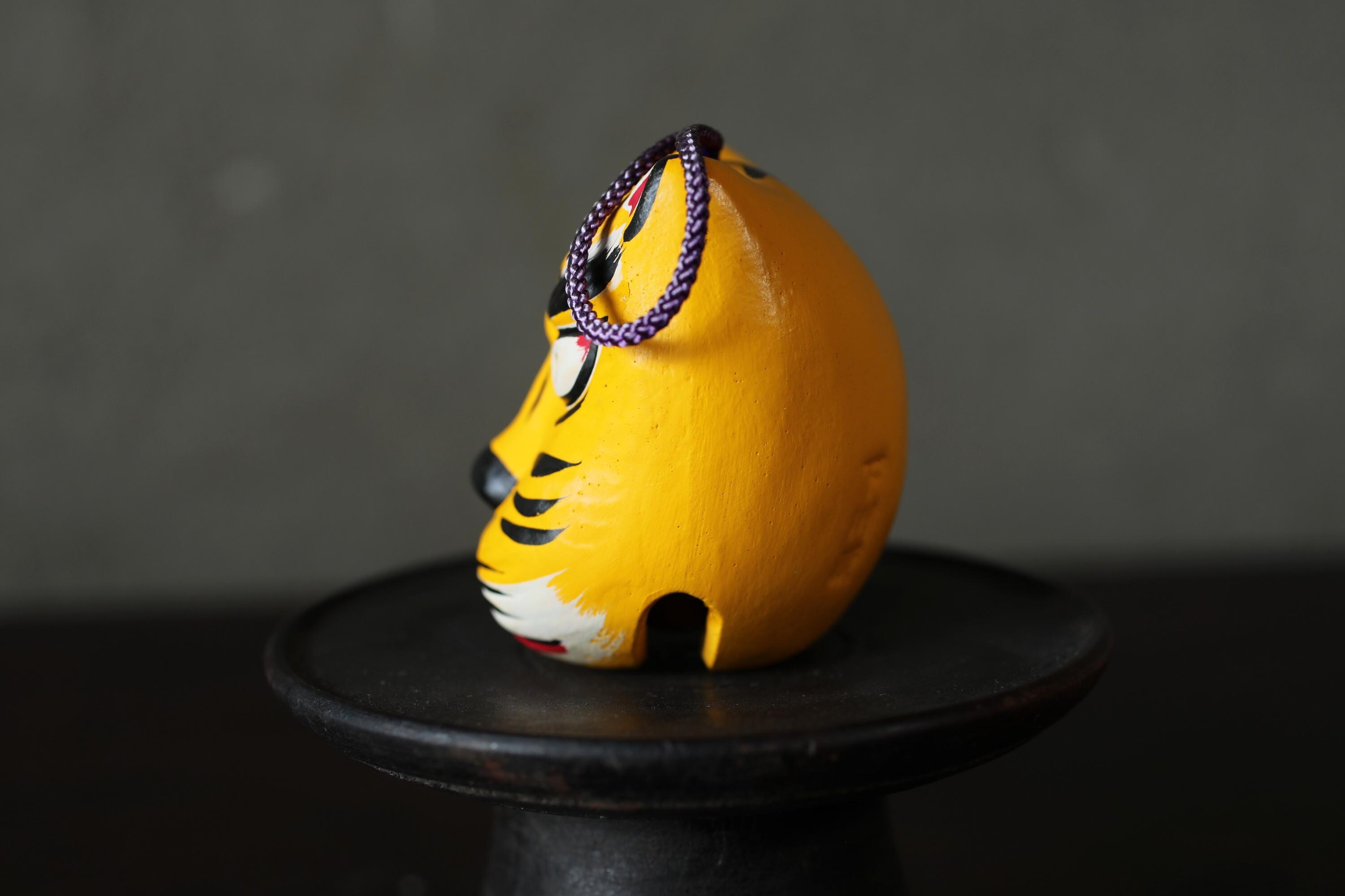 Japanese Vintage Pottery Bell, Kitsune Fox Ornament, Shimokawara