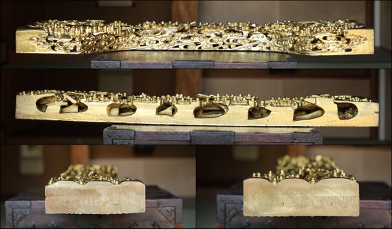 Japanese Vintage Art Sculpture Handmade Wood Carving Gold Japanese Vintage Art Sculpture Handmade Wood Carving Gold