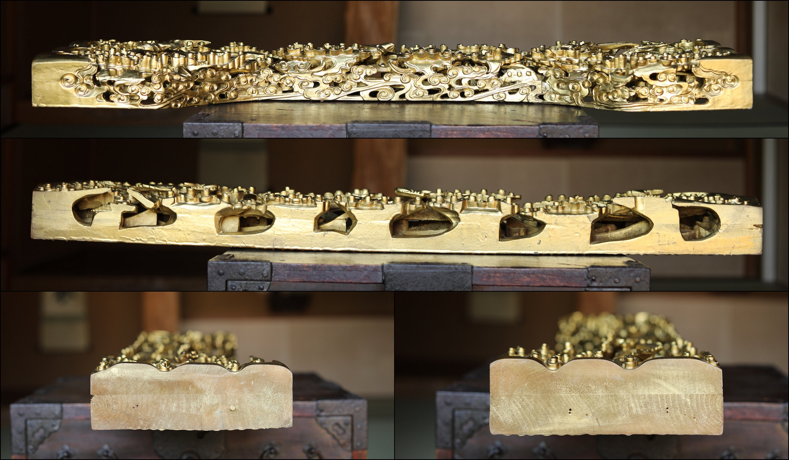 Japanese Vintage Art Sculpture Handmade Wood Carving Gold Japanese Vintage Art Sculpture Handmade Wood Carving Gold
