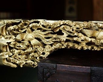 Japanese Vintage Art Sculpture Handmade Wood Carving Gold Japanese Vintage Art Sculpture Handmade Wood Carving Gold