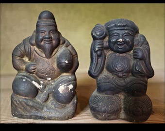 七福神セット、セルロイドプラスチック、木製チェスト入りヴィンテージ 七福神セット、セルロイドプラスチック、木製チェスト入りヴィンテージ