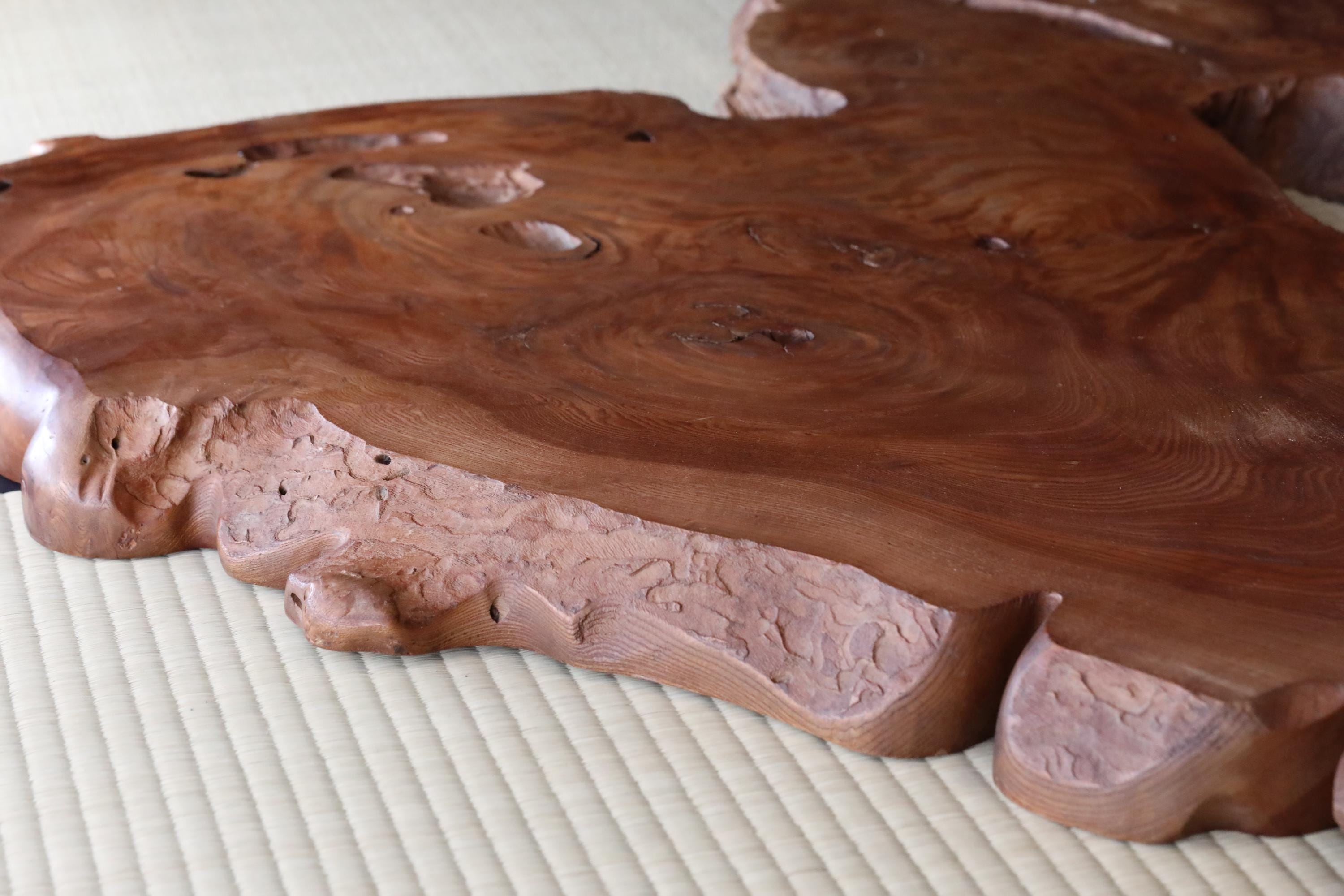 Large Keyaki Wood Slab, Japanese Burl Stump, Furniture Art (h36.6