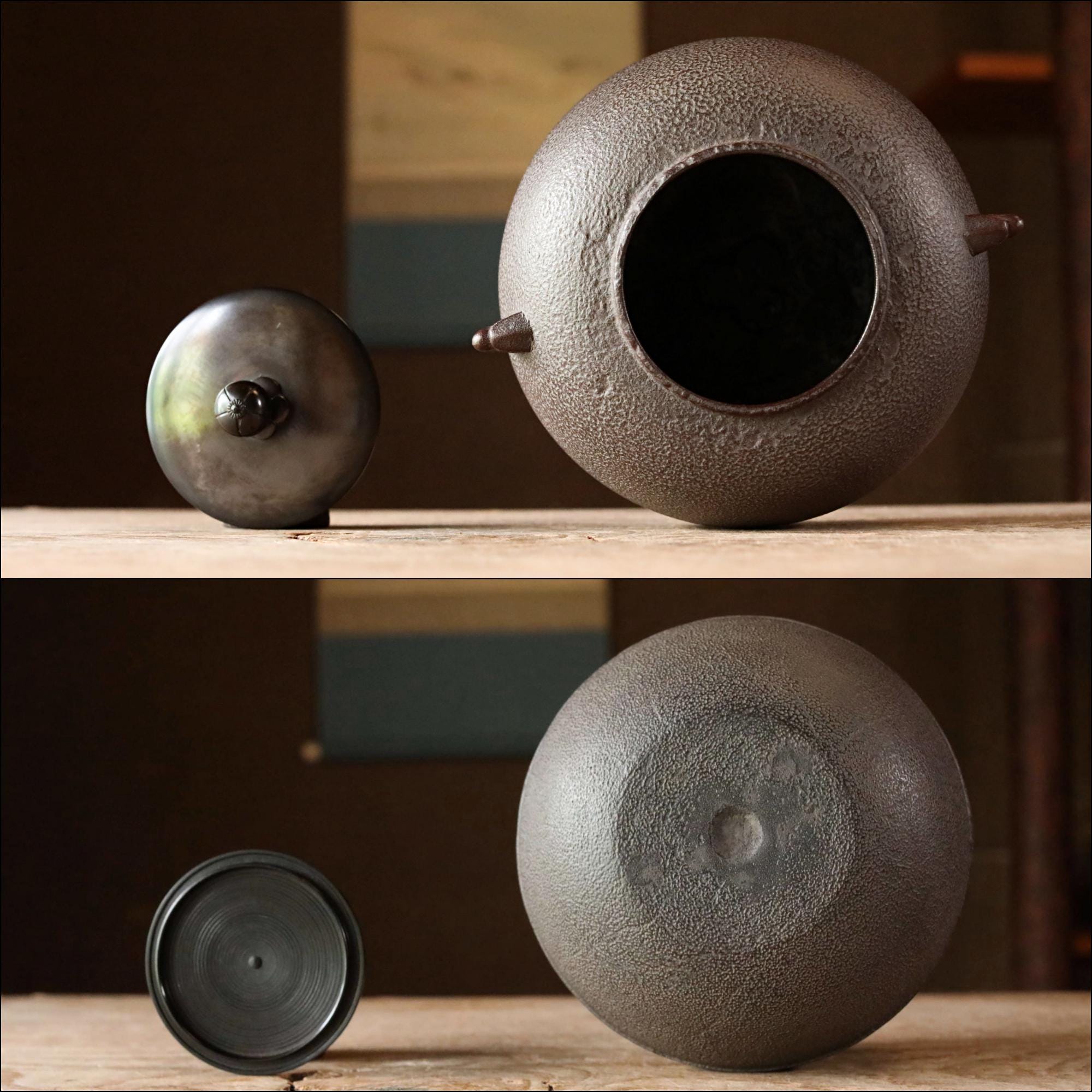 茶釜 鋳鉄製茶釜 景天銘箱入り 茶道用 丸釜 - Etsy 日本