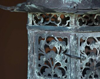 江戸時代 透かし彫り ブロンズ製 吊り灯籠（大） 仏壇用 吊灯籠（高さ