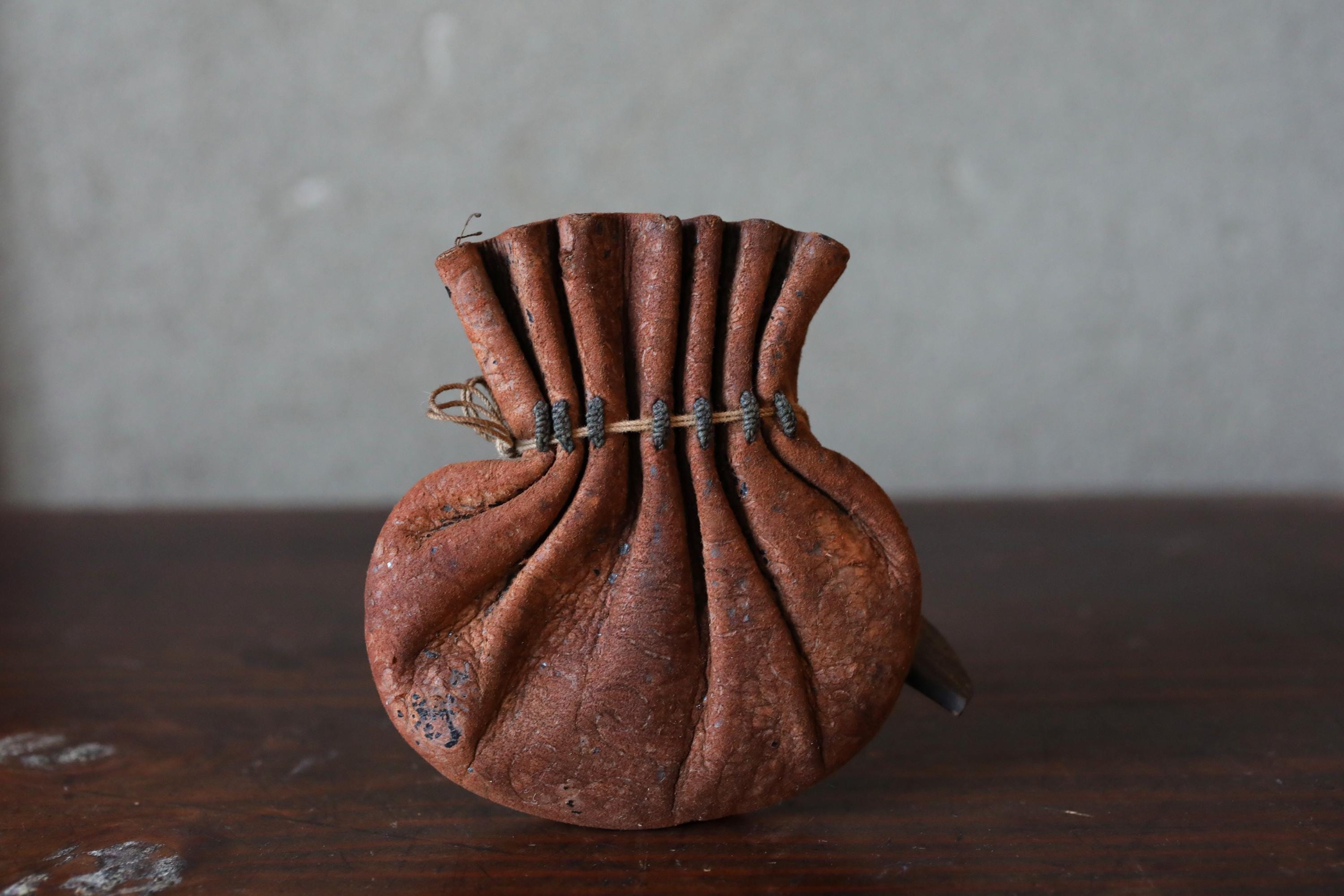 Antique Japanese Leather Coin Pouch: With Edo Era Kan'ei Tsūhō