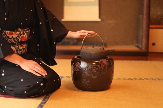 アンティーク火鉢 木製 ダークブラウン