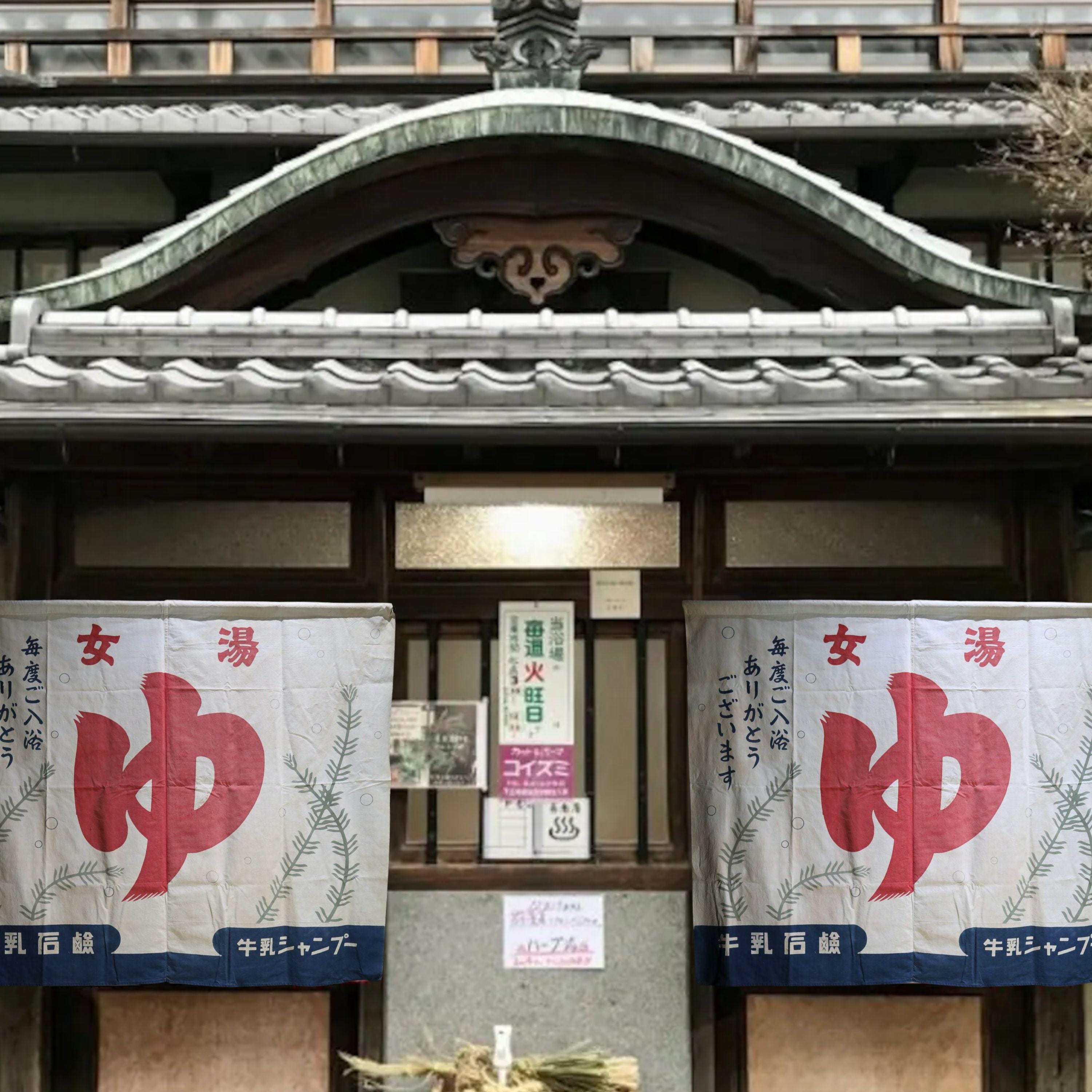 Large Japanese Sento Noren, Public Bath Entrance Curtain, Cotton