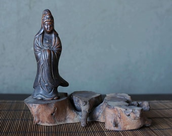 Japanese Vintage Wood Slab Pedestal, Bonsai Display Stand