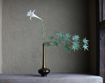 Bronze- Vintage Japanese Vase: Boke Style Signed Ikebana Tea Ceremony Gift box 9.8in/25cm