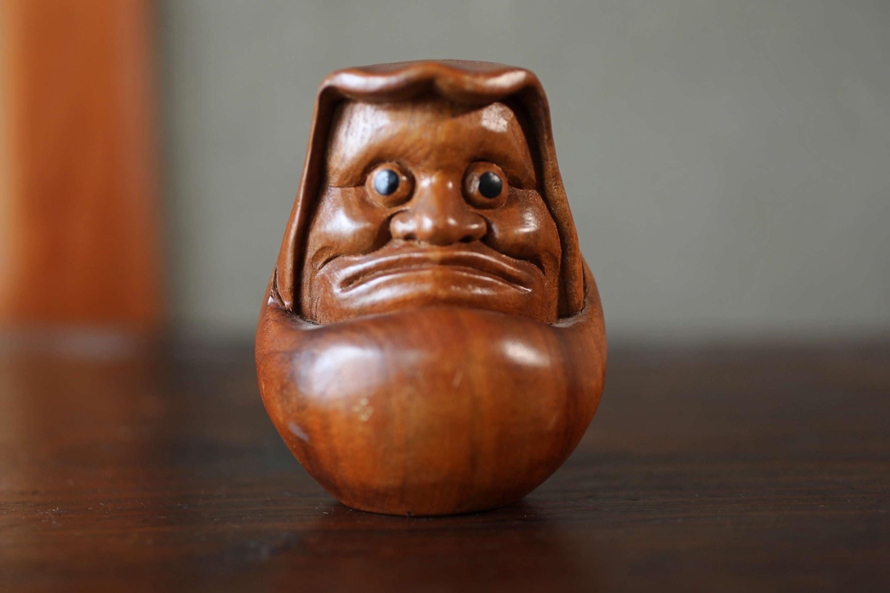 Hand Carved Wood Daruma Doll, Vintage Japanese Ornament - Etsy