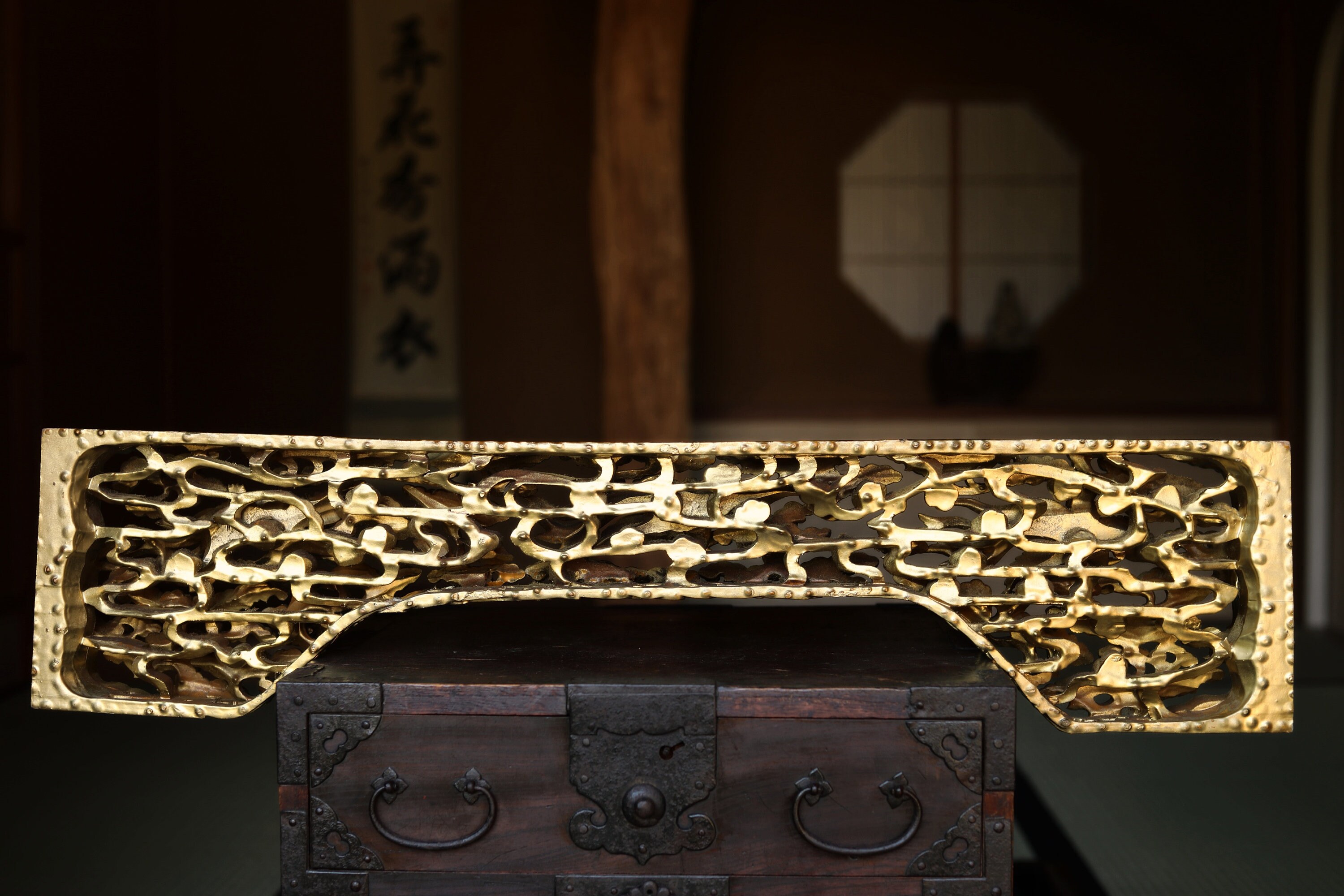 Japanese Vintage Art Sculpture Handmade Wood Carving Gold Japanese Vintage Art Sculpture Handmade Wood Carving Gold